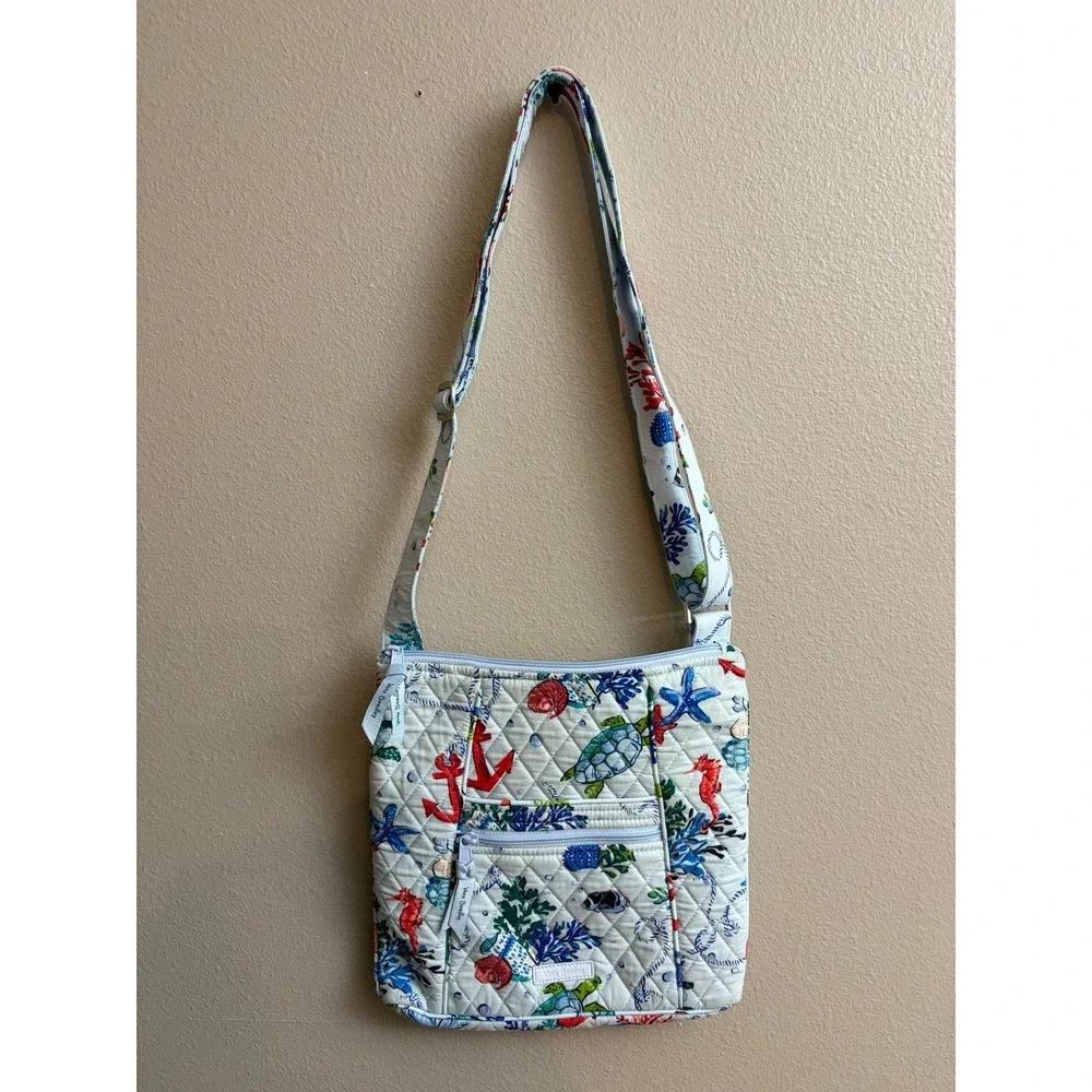 Vera Bradley Hipster Crossbody Bag Medium Seaworthy Nautical Turtle Anchor Print - Picture 1 of 4